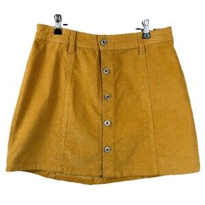 RE Generation Corduroy Button Front Mini Skirt Sz 7/28 Cotton Preppy Academia